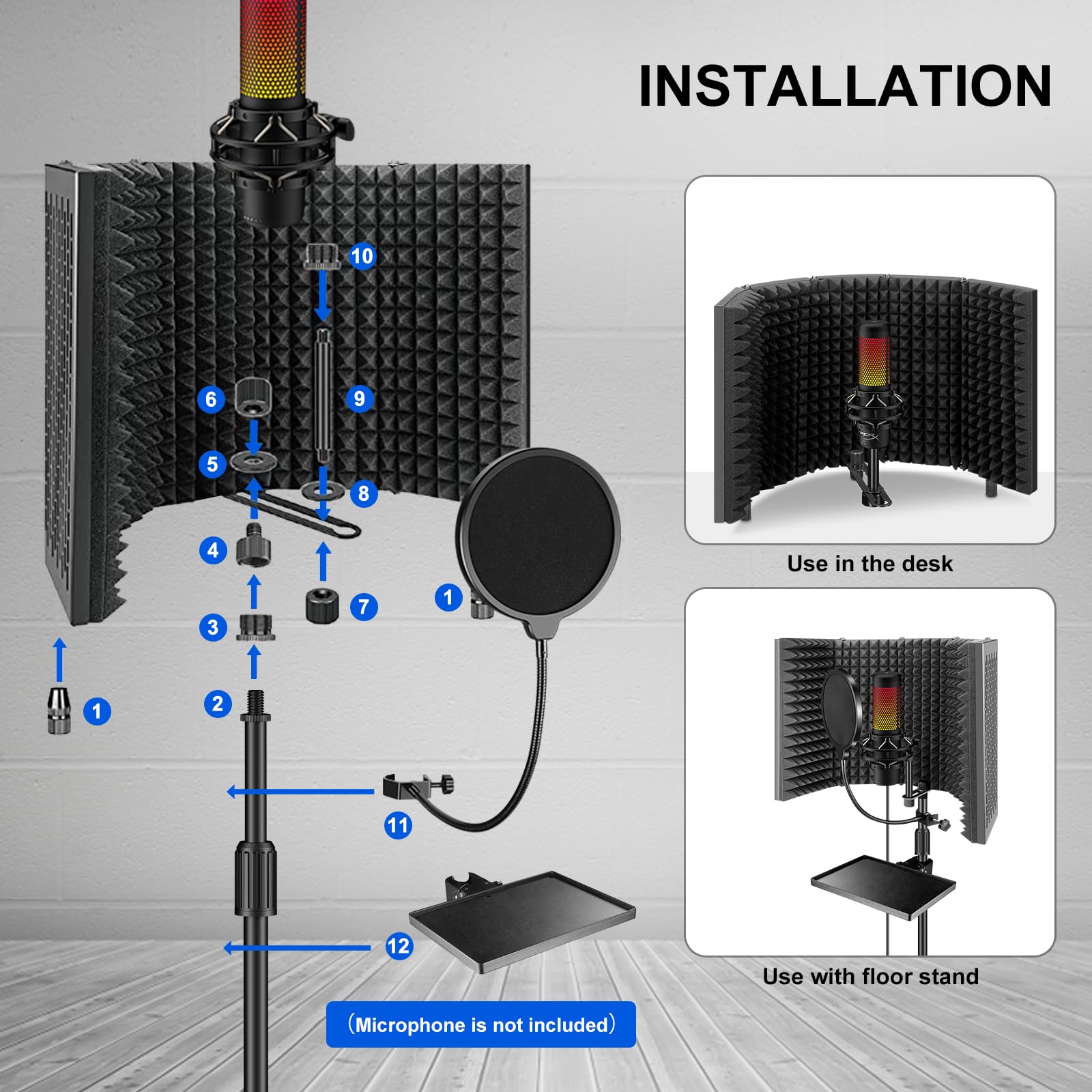 Amazon.com: Aokeo Studio Recording Microphone Isolation Shield